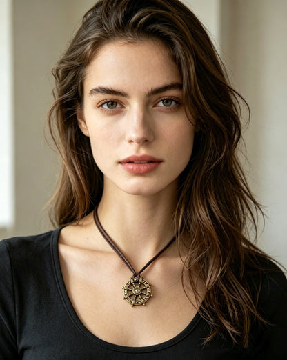 Rudder Pendant Bronze Necklace