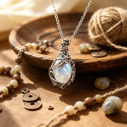 Retro Twisted Moonstone Necklace