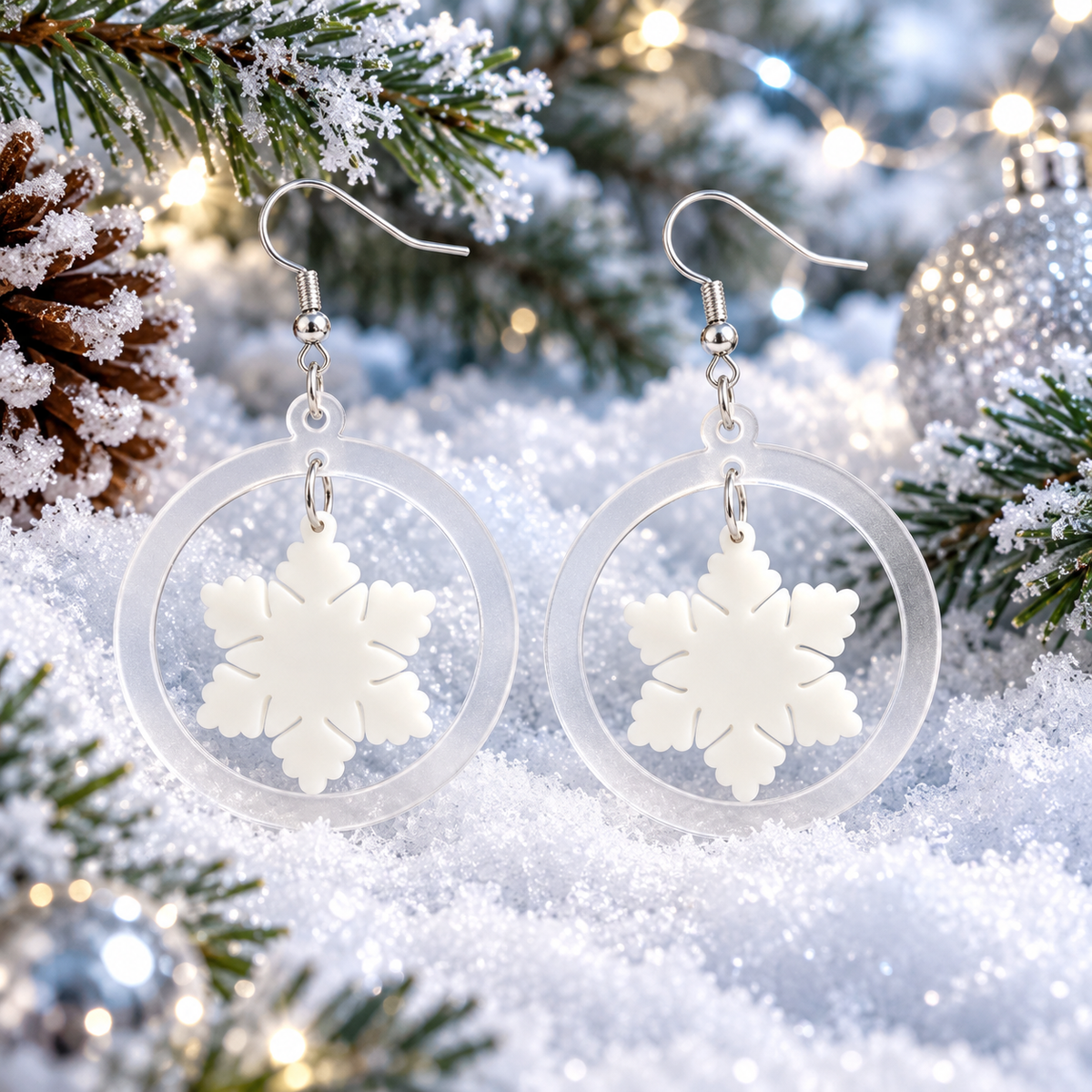 Circular-shaped Assembled Snowflake Party Earrings