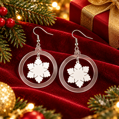 Circular-shaped Assembled Snowflake Party Earrings