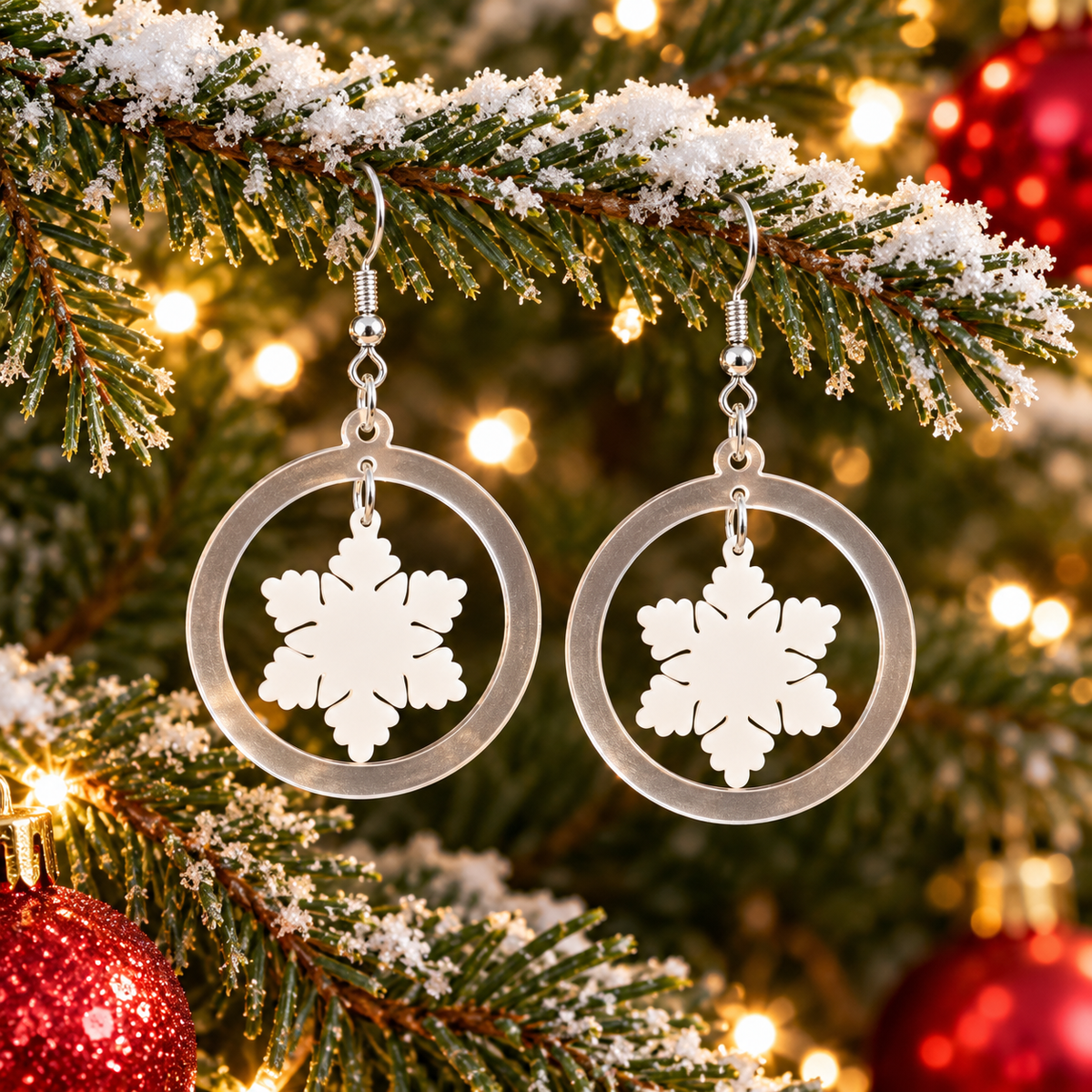 Circular-shaped Assembled Snowflake Party Earrings