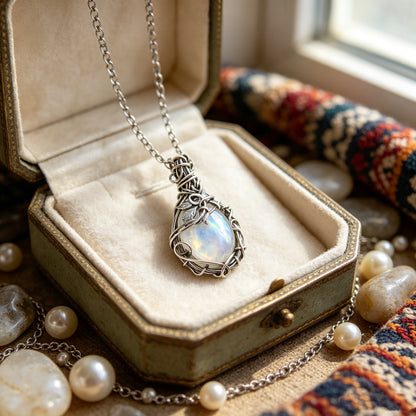 Retro Twisted Moonstone Necklace