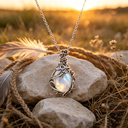Retro Twisted Moonstone Necklace