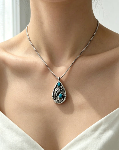 Turquoise Vintage Feather Necklace