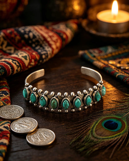 Bohemian Turquoise Open Bracelet
