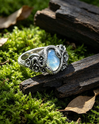 Double Snake Winding Flower Ring