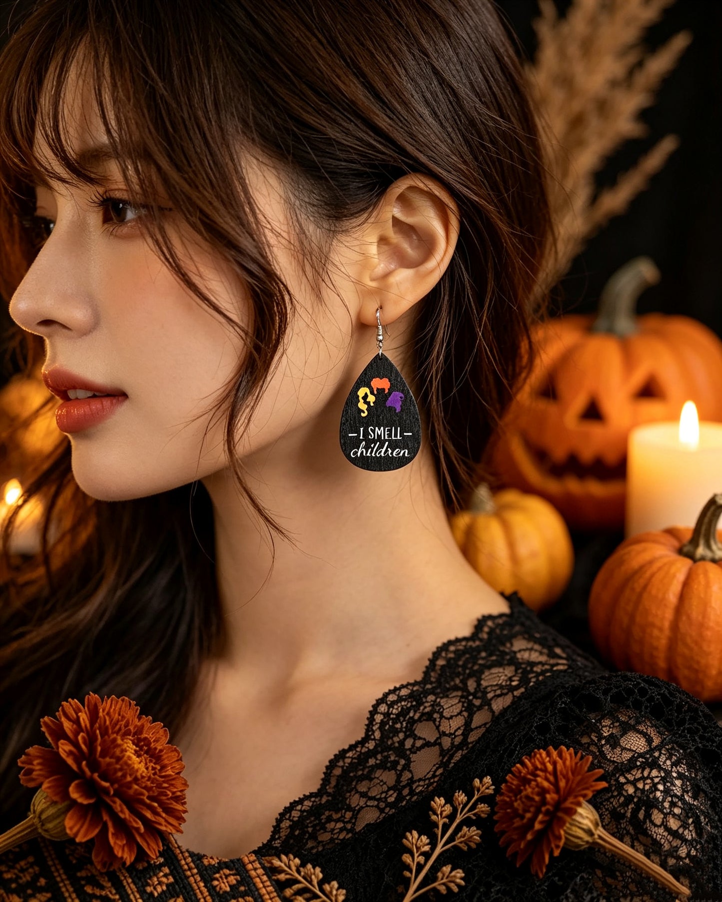 Classic Droplet-shaped Wooden Earrings