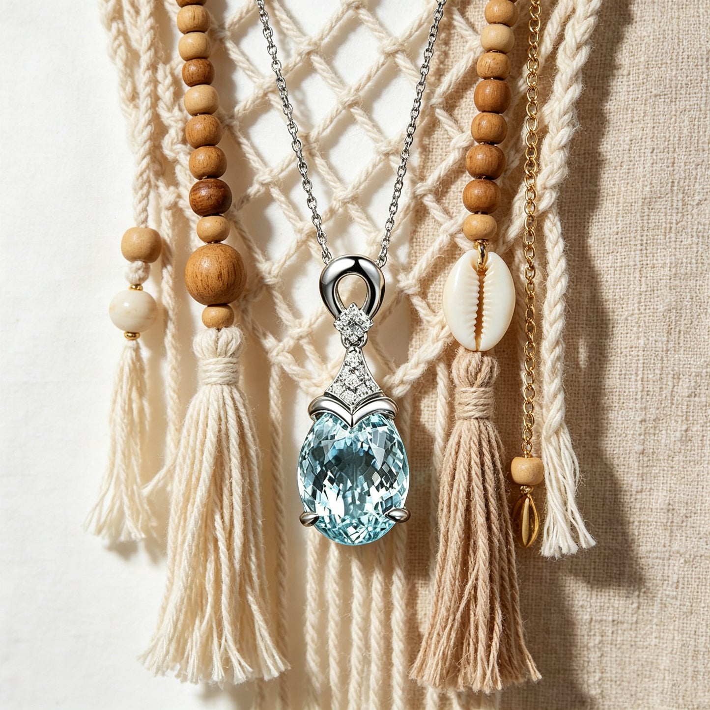 Diamond-Studded Colored Gemstone Necklace