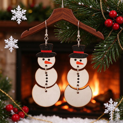 Winter Cartoon Snowman Multi-layered Assembled Earrings
