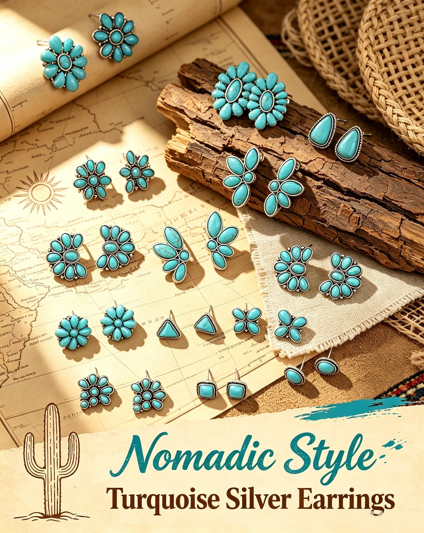 Bohemian Turquoise Earring 12-Piece Set