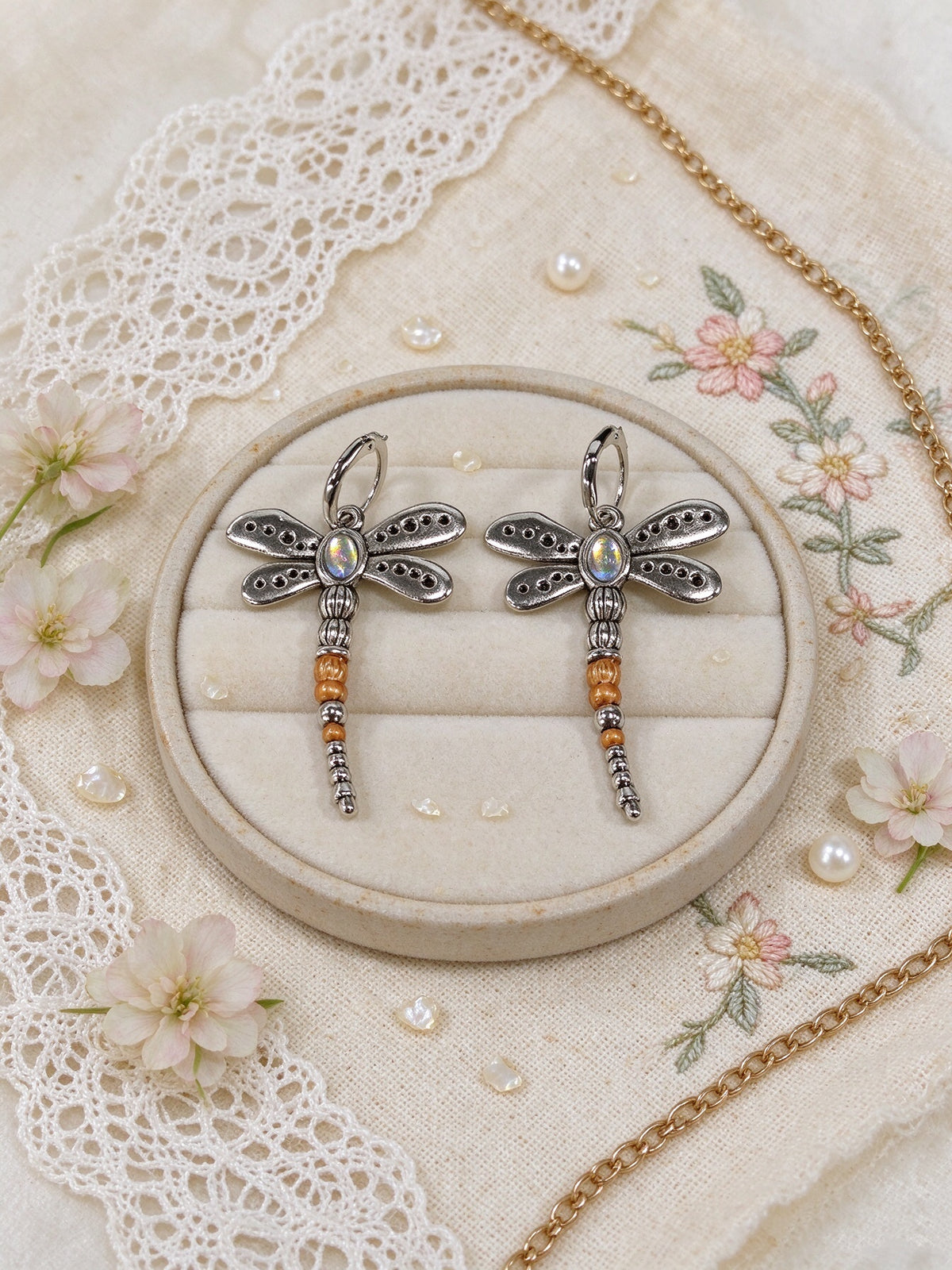 Dragonfly Moonstone Earrings