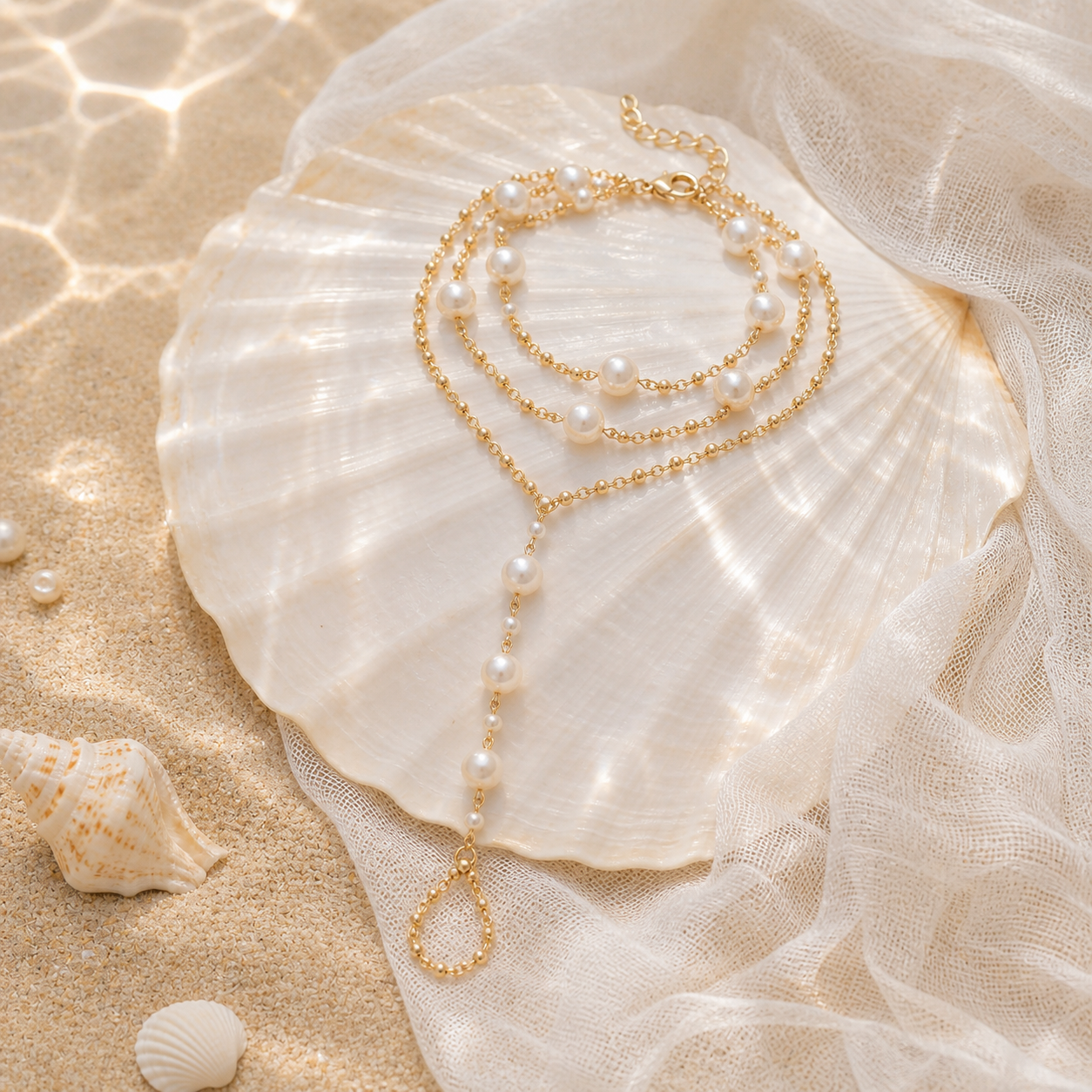 Court-style Pearl Ankle Jewelry