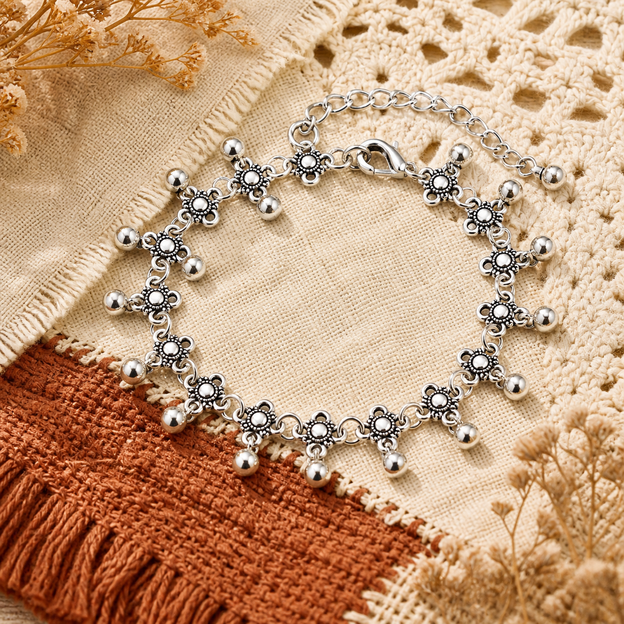 Silver Beach Bell Anklet