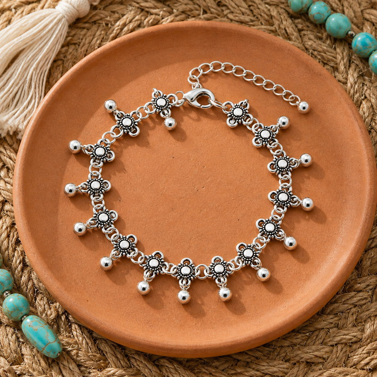 Silver Beach Bell Anklet