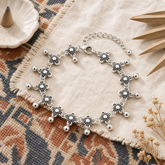 Silver Beach Bell Anklet