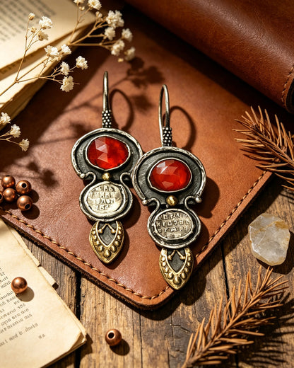 Agate Red Waterdrop Relief Earrings