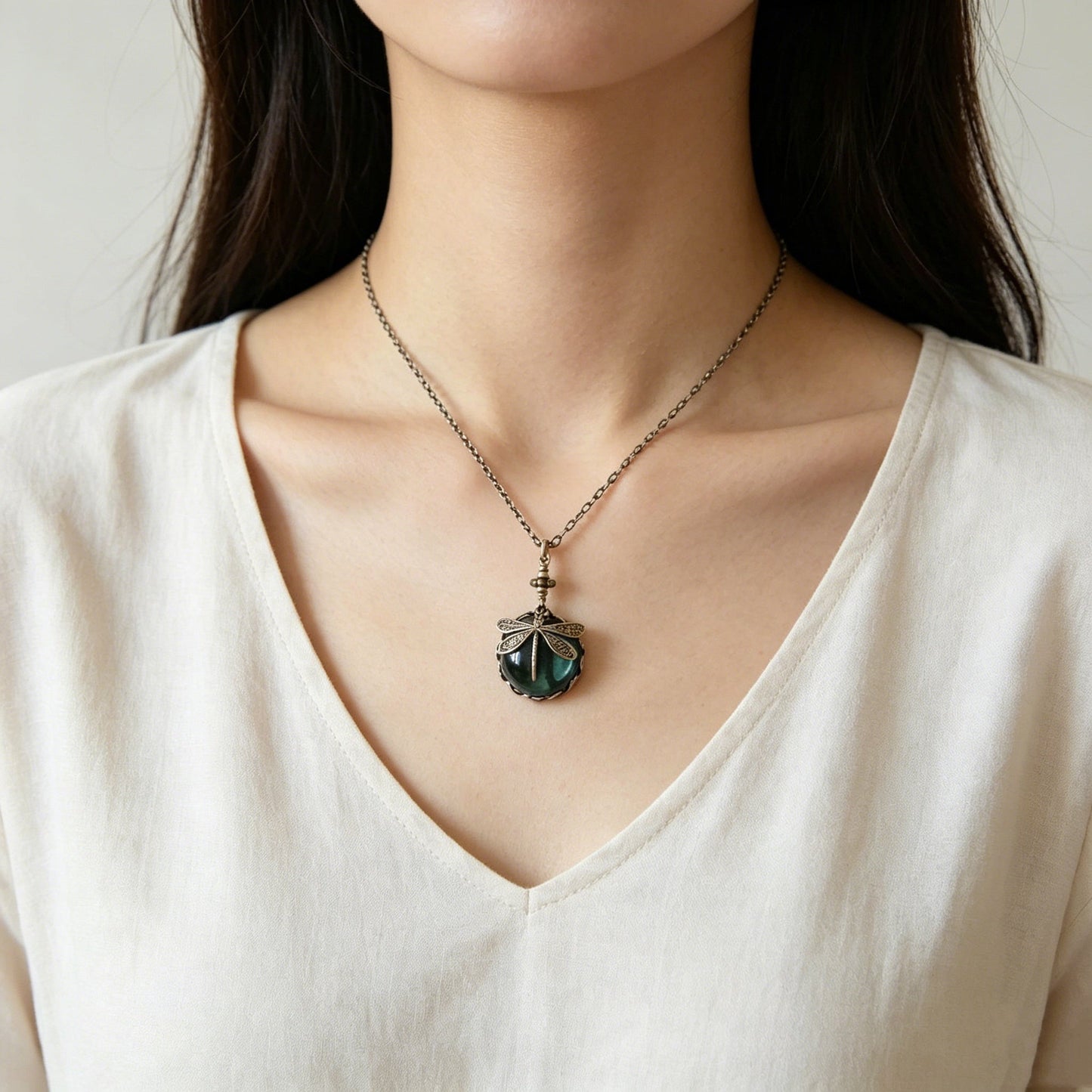 Crystal Dragonfly Pendant Necklace