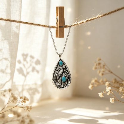 Turquoise Vintage Feather Necklace
