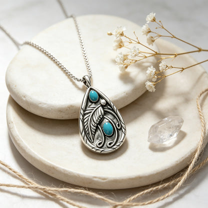 Turquoise Vintage Feather Necklace