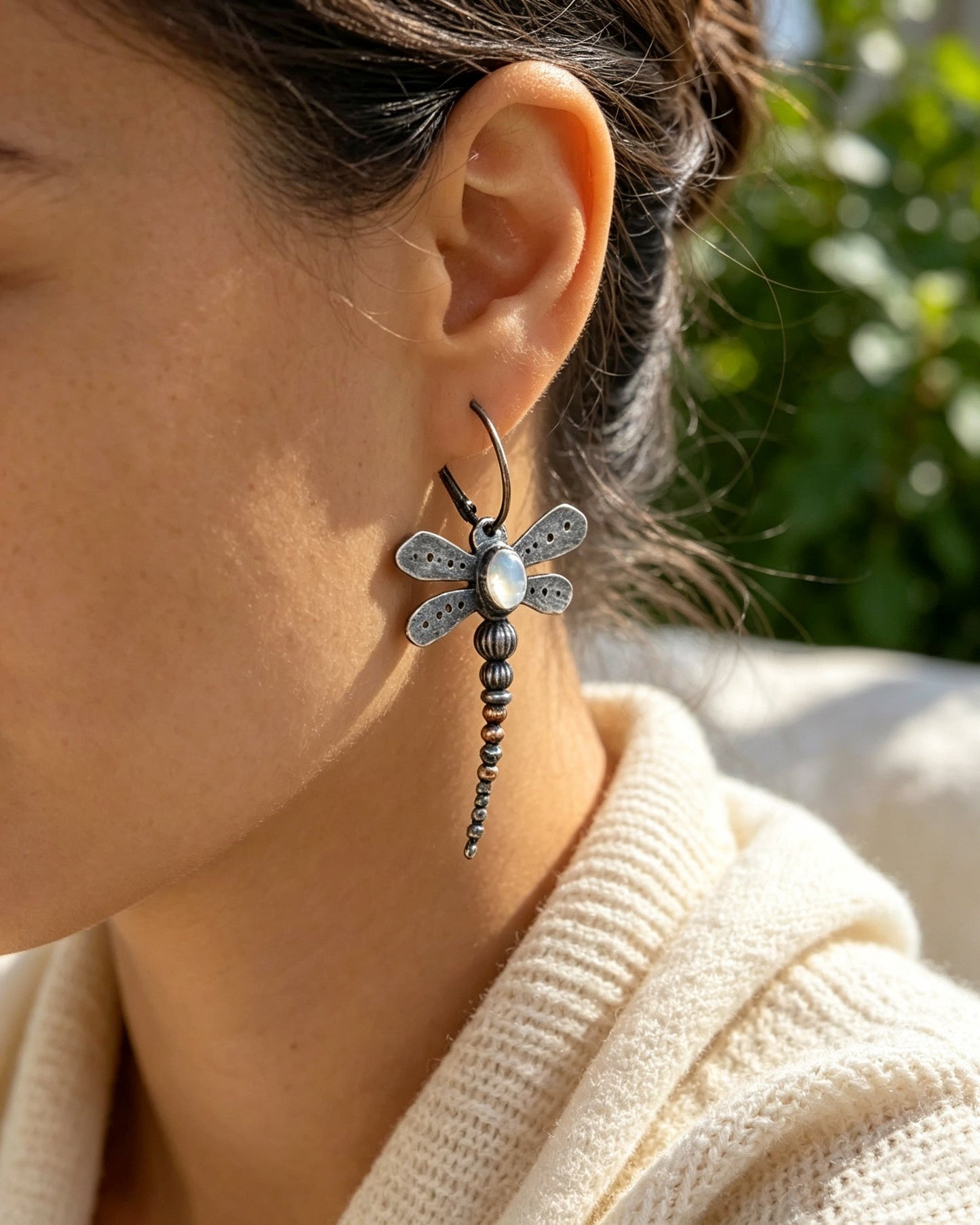Dragonfly Moonstone Earrings