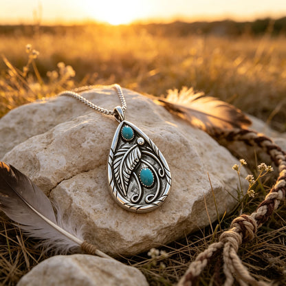 Turquoise Vintage Feather Necklace
