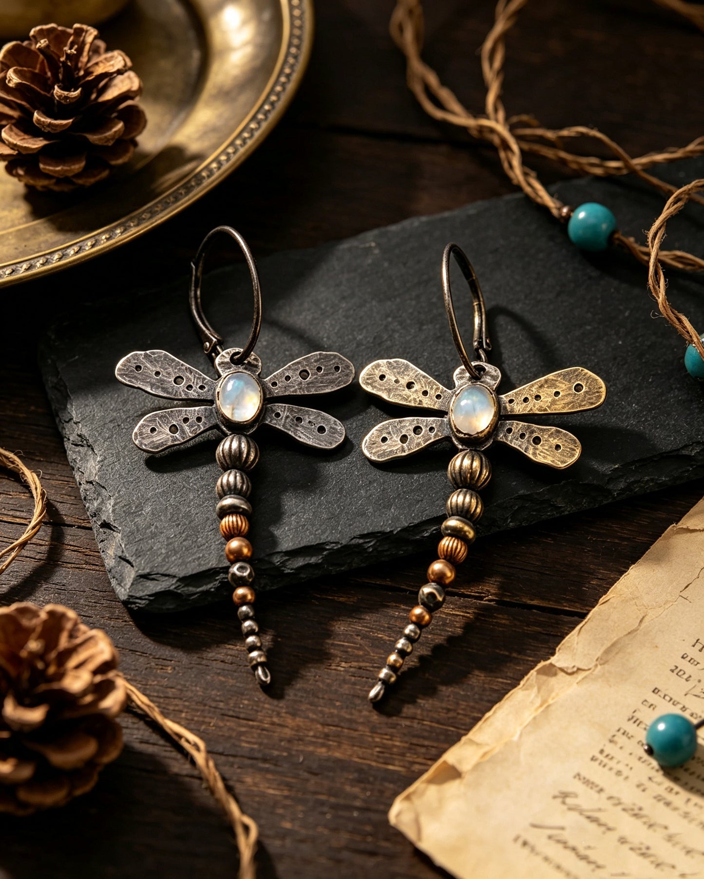 Dragonfly Moonstone Earrings
