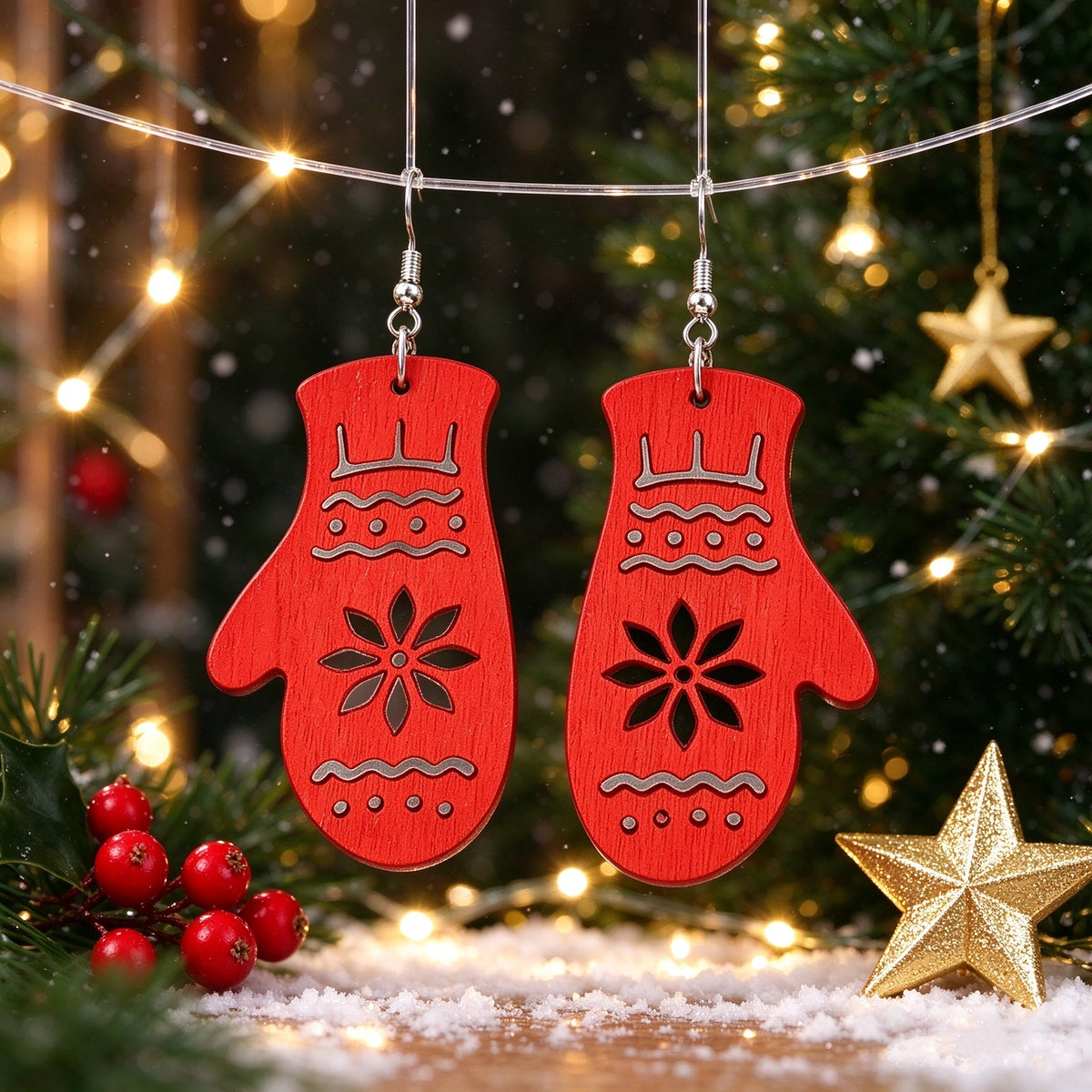 Christmas-themed Hollow-patterned Earrings