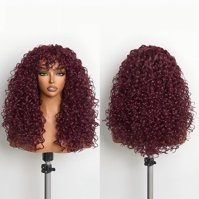 Chiesma Blend Human Hair Curly Wig with Big Bangs – Effortless Shaggy Waves