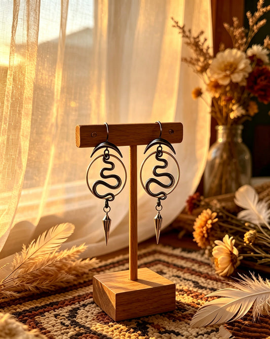 Snake-Shaped Pendant Earrings