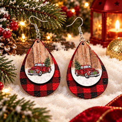 Waterdrop-shaped Christmas Tree Car Earrings
