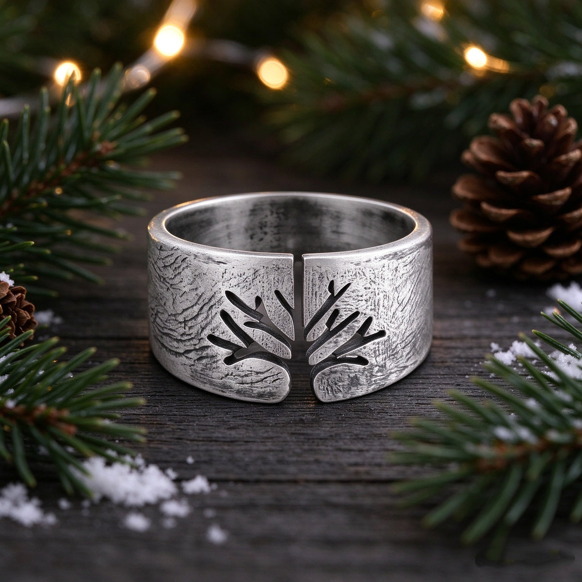 Titanium Steel Life Tree Ring