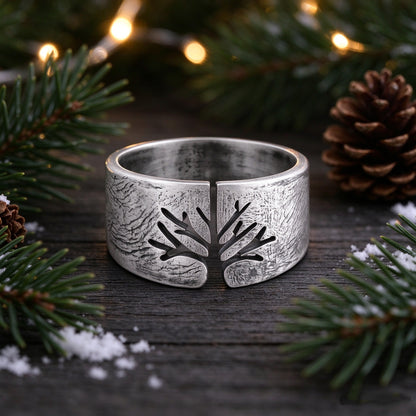 Titanium Steel Life Tree Ring