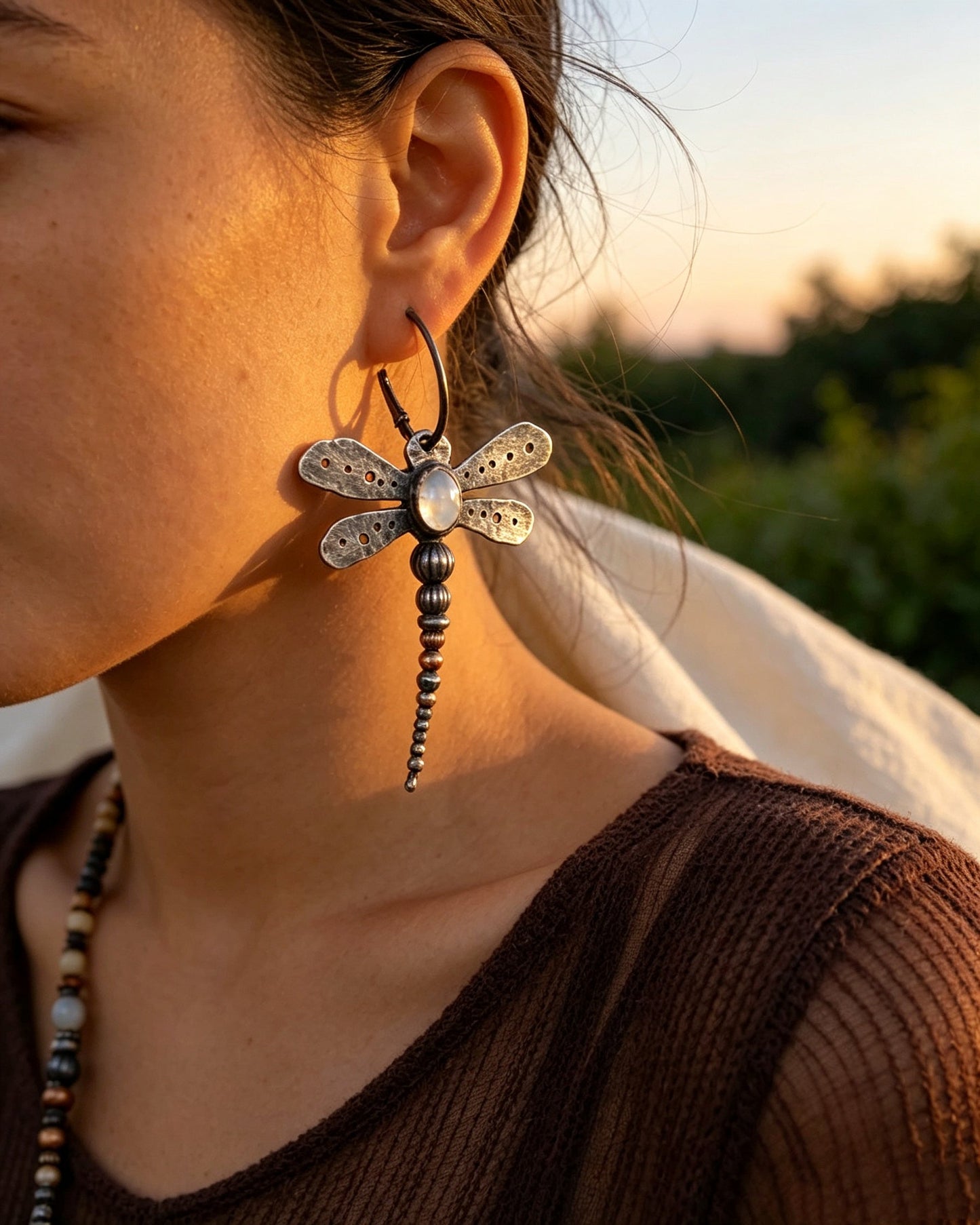 Dragonfly Moonstone Earrings