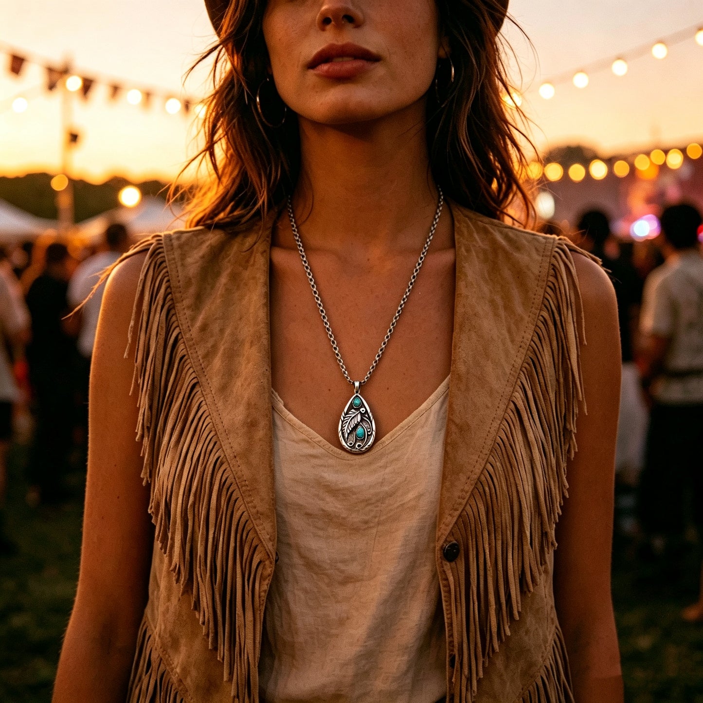 Turquoise Vintage Feather Necklace