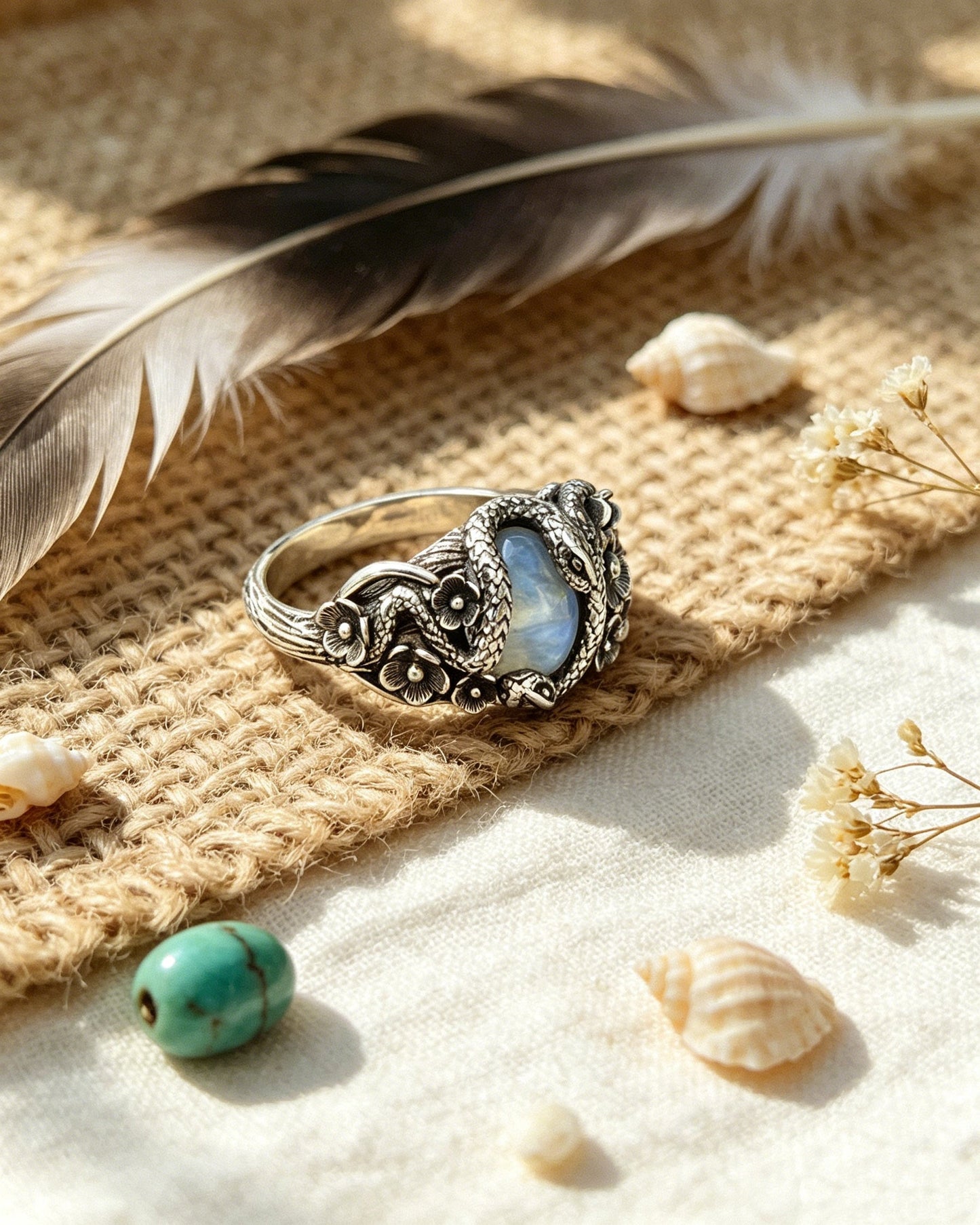 Double Snake Winding Flower Ring