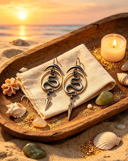 Snake-Shaped Pendant Earrings