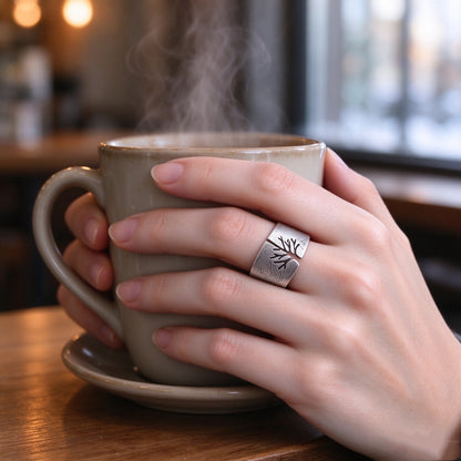 Titanium Steel Life Tree Ring