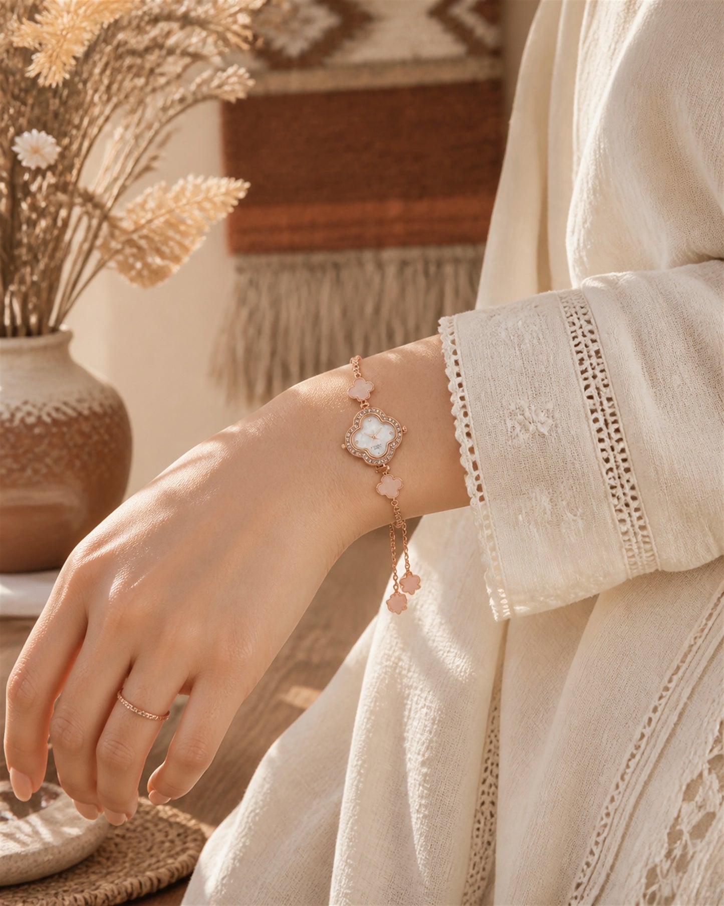 Four-leaf Clover Diamond-studded Watch