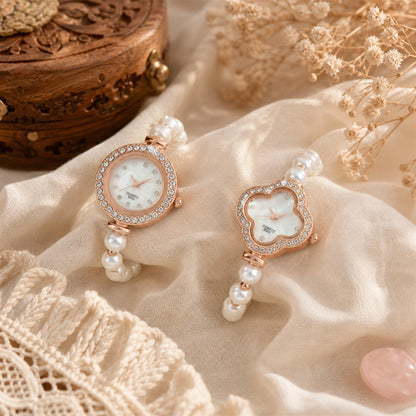 Pearl Set with Diamonds Bracelet Watch