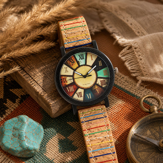 Wood Grain Rotating Dial Watch