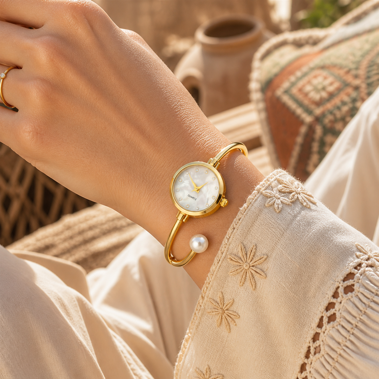 Lazy Style Pearl Watch Bracelet