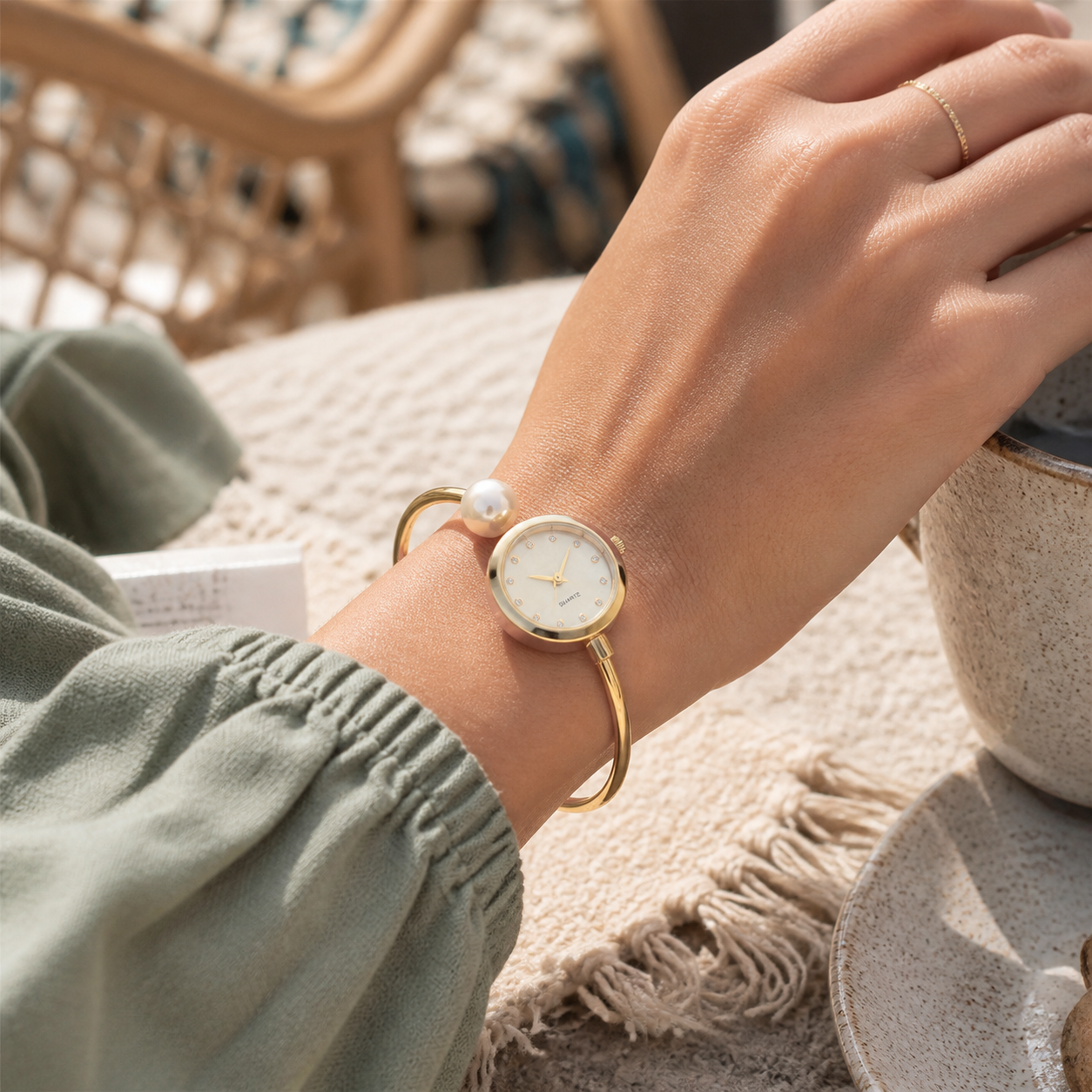 Lazy Style Pearl Watch Bracelet