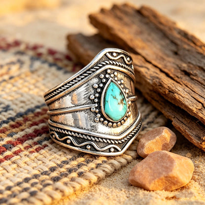 Bohemian Style Irregular Turquoise Ring