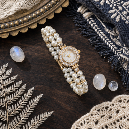 Double-Row Pearl Watch Bracelet