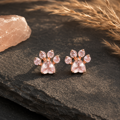 Pink Cute Cat Paw Print Earrings