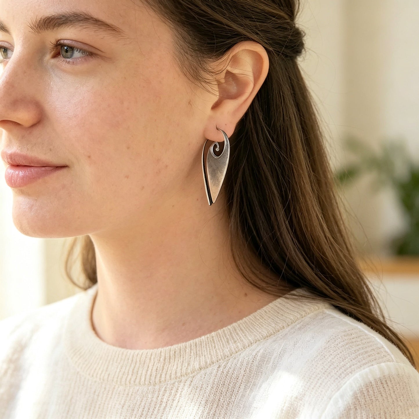Geometric Triangular Spiral Earrings