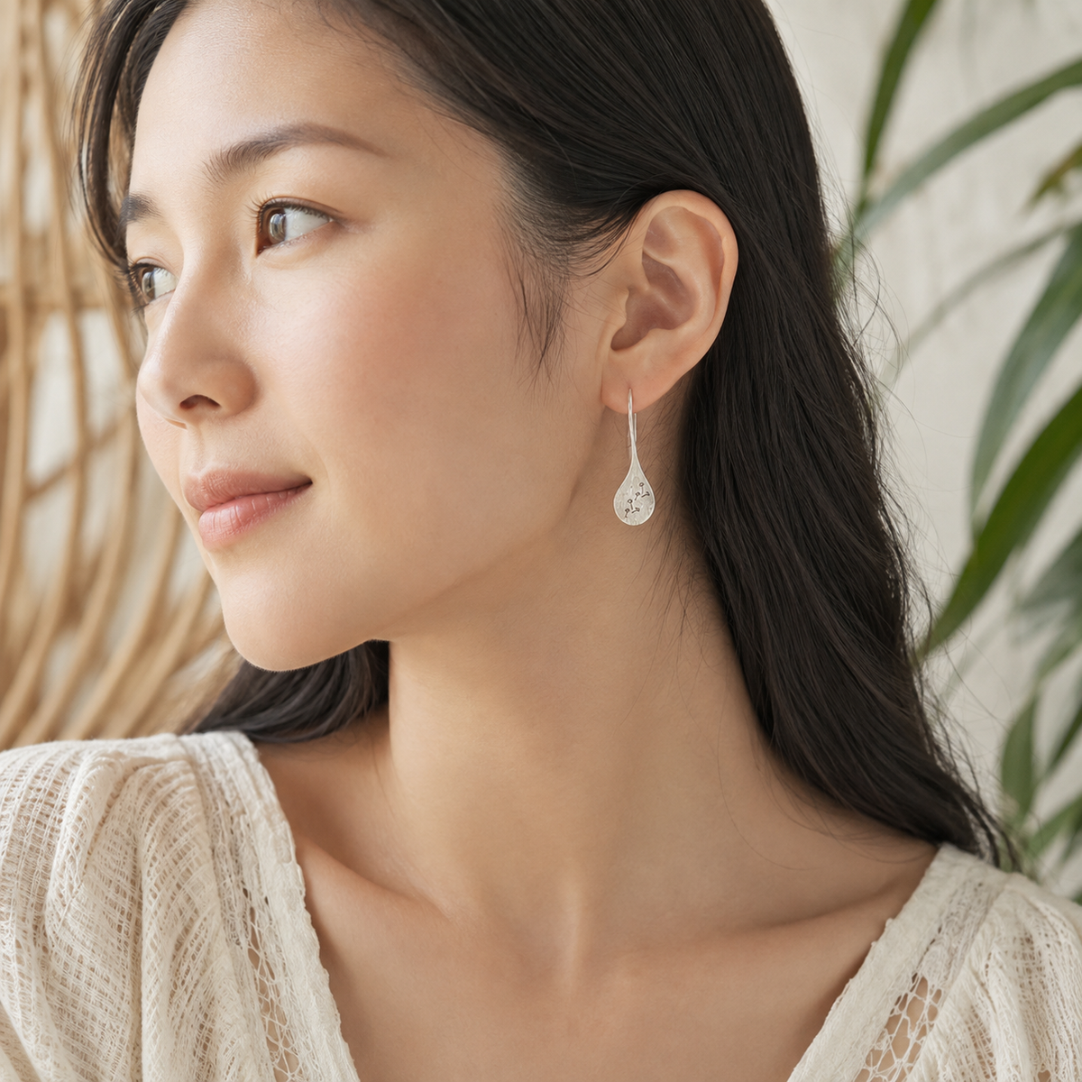 Simple Brushed Silver Dandelion Earrings