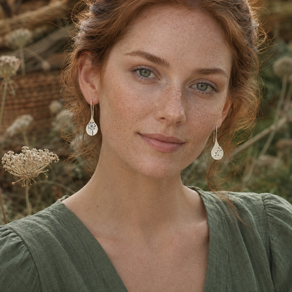 Simple Brushed Silver Dandelion Earrings