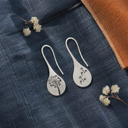 Simple Brushed Silver Dandelion Earrings