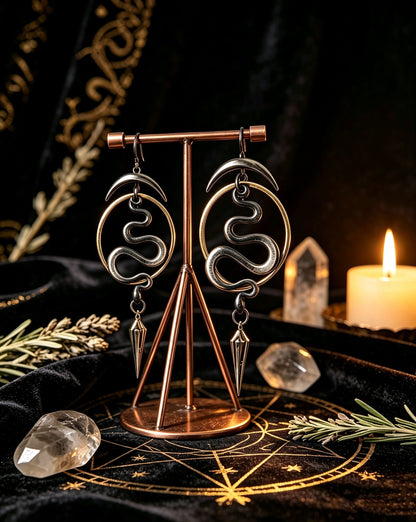 Snake-Shaped Pendant Earrings